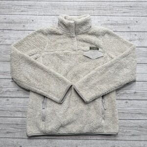 L.L. Bean Sweater Women's XS White Sherpa Snap Hi-Pile Fleece Pullover Gorpcore